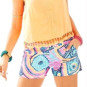 Lilly Pulitzer Adie Short Multi Tile Wave Nautical Sea Print